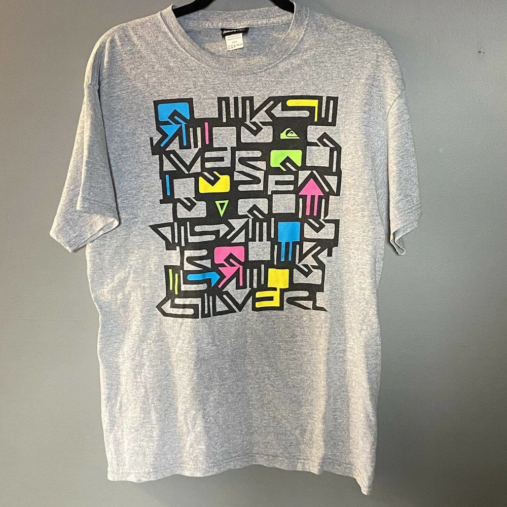 Mens Quicksilver t-shirt 90's Inspired Neon Surf Skate Graphic Y2k medium